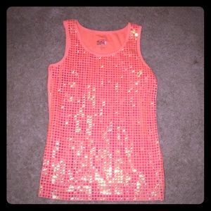 Orange sparkly tank top